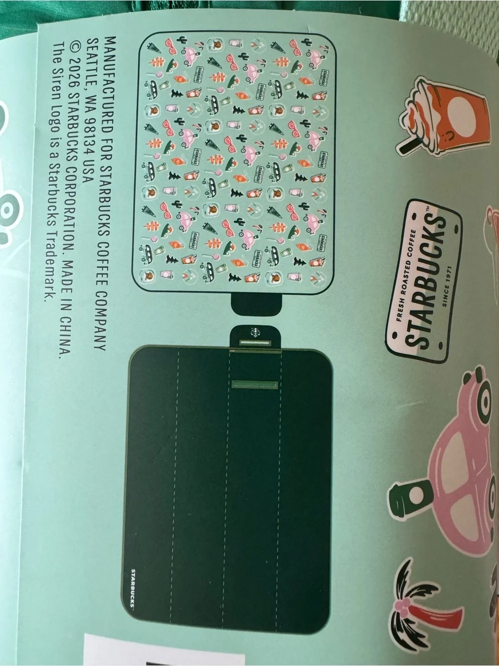 Starbucks Green Picnic Blanket with Logo and Sticker Art